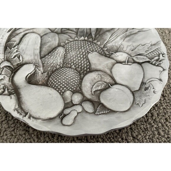 The Forge Hand Hammered Silver Fruit Design Small Decorative Plate - Picture 5 of 7